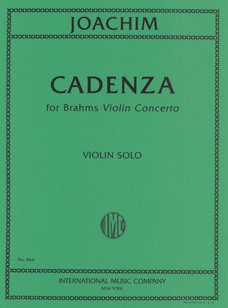 Cadenza : For Brahms' Violin Concerto.