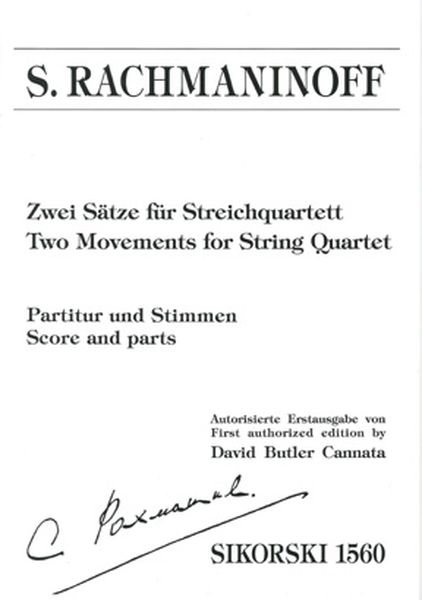 Two Movements For String Quartet / First Authorized Edition by David Butler Cannata.
