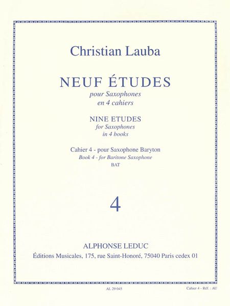 Nine Etudes, Book 4 : For Saxophones.