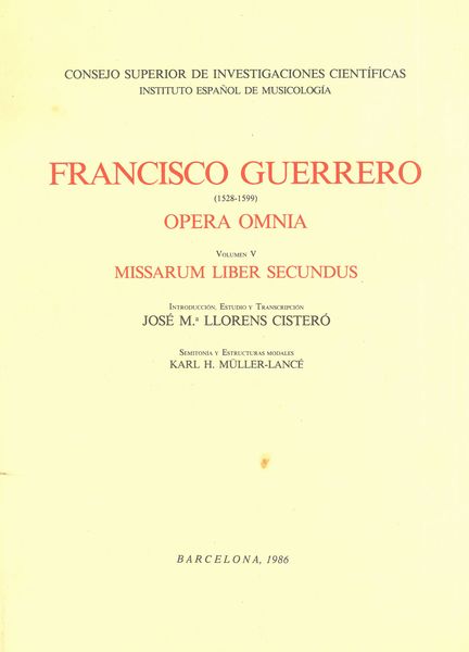 Opera Omnia, Vol. V : Missarum Liber Secundus.