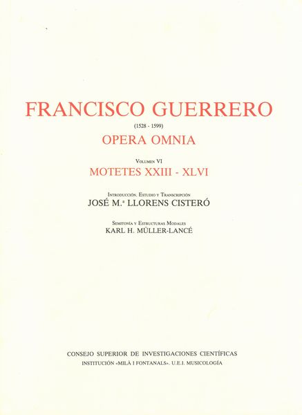 Opera Omnia, Vol. VI : Motetes XXIII - XLVI.