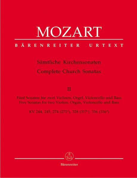 Sämtliche Kirchensonaten, Vol. 2 : Five Sonatas For Two Violins, Organ, Cello and Bass.