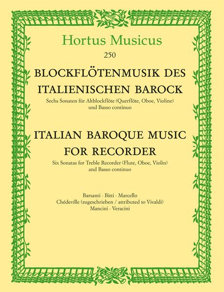 Blockflotenmusik Des Italienischen Barock = Italian Baroque Music For Recorder.