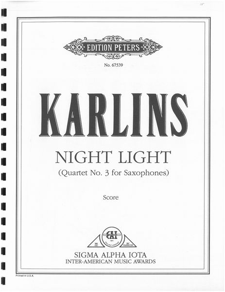 Night Light (Quartet No. 3) : For Saxophones (1992-93).