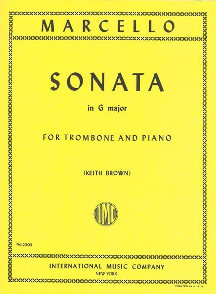 Sonata In G Major : For Trombone and Piano.