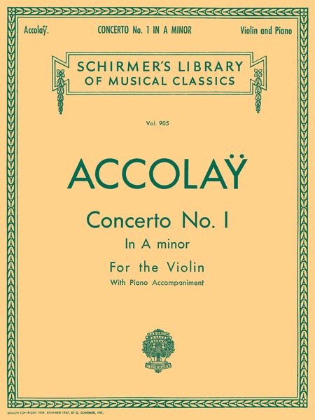 Concerto No. 1 In A Minor : For Violin and Orchestra - Piano reduction.