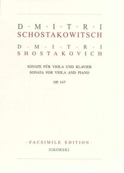 Sonata, Op. 147 : For Viola and Piano - Facsimile Edition.