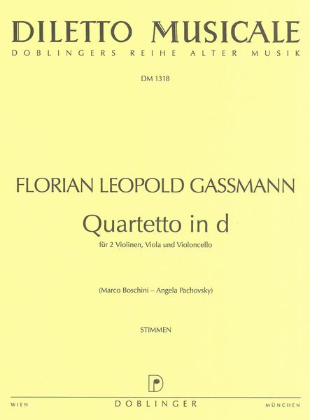 Quartet In D : For 2 Violins, Viola and Violoncello / edited by Marco Boschini and Angela Pachovsky.