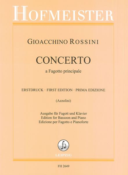 Concerto A Fagotto Principale : For Bassoon and Piano / First Edition by Sergio Azzolini.