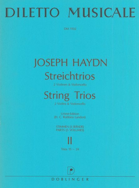 String Trios, Vol. 2 (No. 15-24) : For Two Violins and Cello - Urtext Edition / edited by Landon.