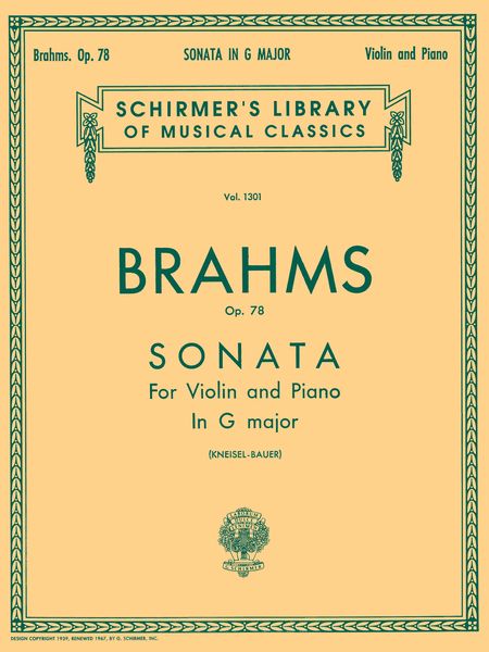 Sonata In G, Op. 78 : For Violin and Piano / (Kneisel-Bauer).