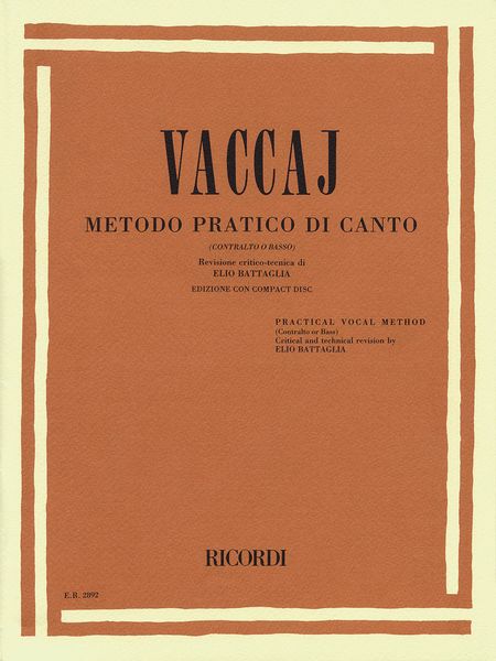 Metodo Practico Di Canto Italiano Per Musica Da Camera : For Alto Or Bass.