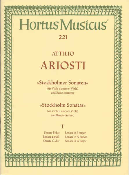 Six Sonatas, Vol. 1 (Stockholm Sonatas) : For Viola d'Amore (Or Viola) and Basso Continuo.