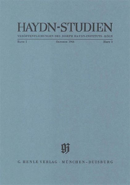 Haydn-Studien, October 1966.