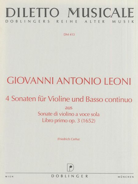 4 Sonaten : Für Violine U. Continuo - Aus Sonate Di Violino A Voce Sola Libro Primo, Op. 3 (1652).