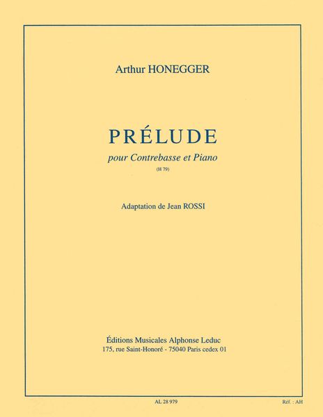 Prelude : For Doublebass and Piano / Adaptation by Jean Rossi.