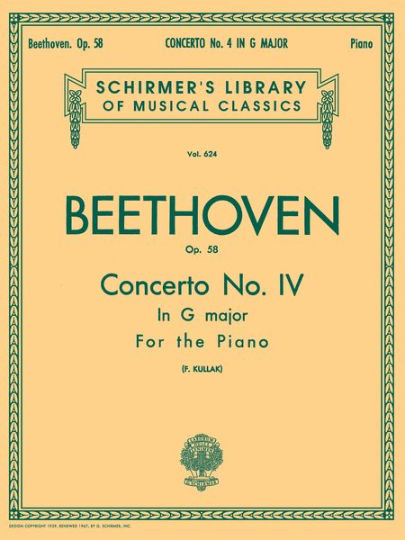 Concerto No. 4 In G Major, Op. 58 : For Piano and Orchestra - reduction For Two Pianos.