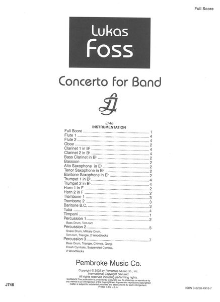 Concerto : For Band.