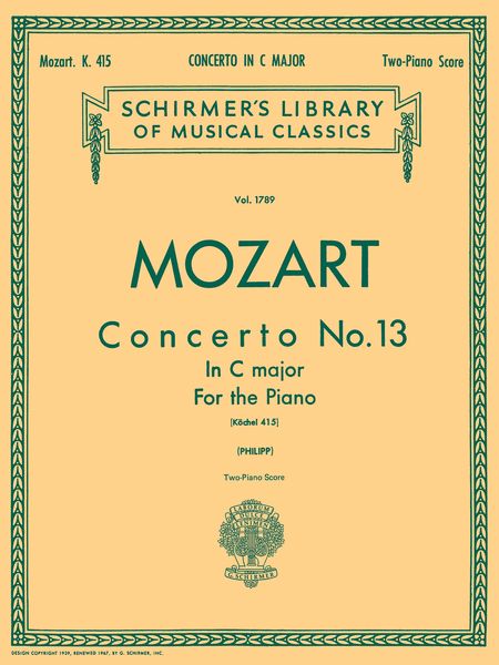Concerto No. 13, In C, K. 415 : For Piano and Orchestra - reduction For 2 Pianos / ed. by Philipp.