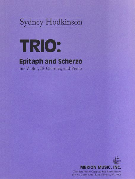 Trio : Epitaph and Scherzo For Violin, Bb Clarinet and Piano (1988).