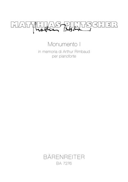 Monumento I, In Memoria Di Arthur Rimbaud : Per Pianoforte.