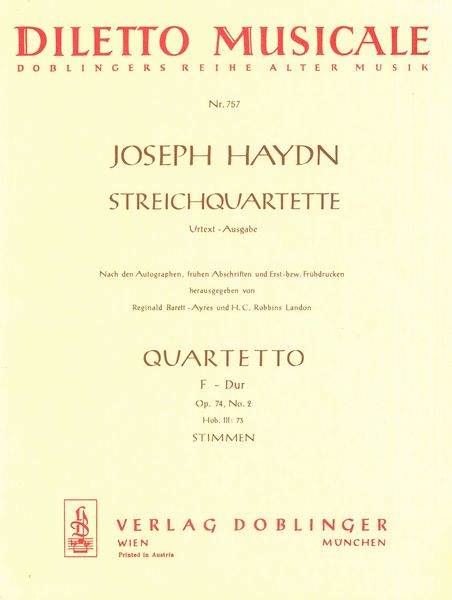 Streichquartette Op. 74/2, F-Dur, Hob. III:73.