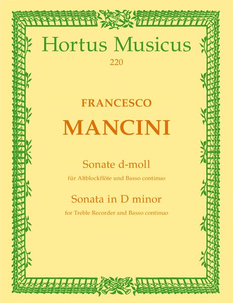 Sonata In D Minor : For Recorder and Basso Continuo.