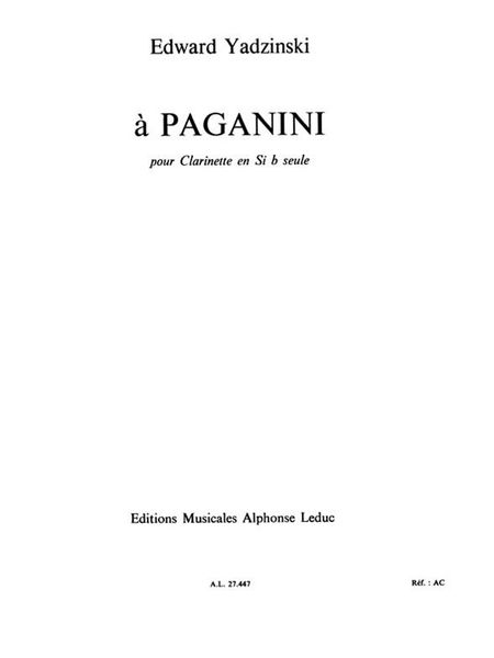 A Paganini : For Clarinet Solo.