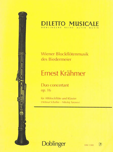 Duo Concertant, Op. 16 : Für Altblockflöte und Klavier / Ed. by Helmut Schaller and Nikolaj Tarasov.