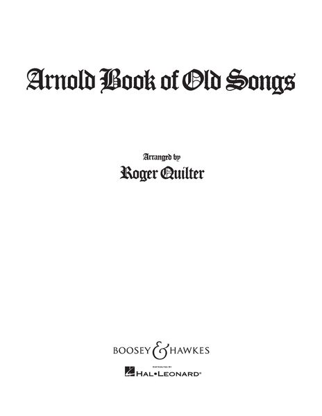 Arnold Book Of Songs : For Voice and Piano.