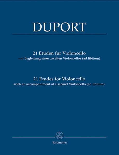 21 Etüden Für Violoncello, Mit Begleitung Eines Zweiten Violoncellos (Ad Lib.) / Ed. Martin Rummel.
