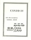 Canto IV : For Alto Saxophone Solo.
