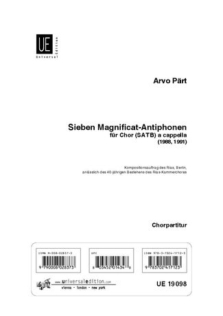 Sieben Magnificat-Antiphonen : Für Chor (SATB) A Capella (1988, Revision V/1991).