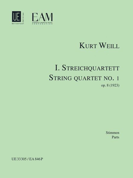 String Quartet No. 1, Op. 8 (1923) / edited by Jürgen Selk.