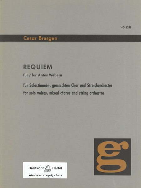 Requiem Für Anton Webern : For Soloists, Choir, String Orchestra and Organ.