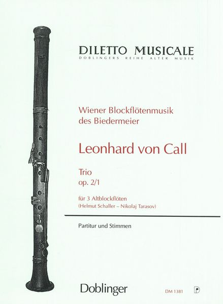 Trio, Op. 2 No. 1 : Für 3 Altblockflöten / Edited By Helmut Schaller And Nikolaj Tarasov.