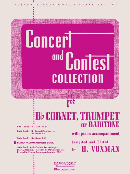 Concert and Contest Collection : For B Flat Cornet, Trumpet Or Baritone T.C. / Piano Accompaniment.