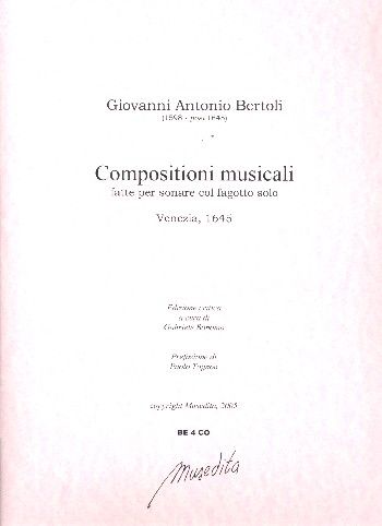 Composizioni Musicali : 9 Sonate Per Fagotto O Altro Strumento Basso E B. C.