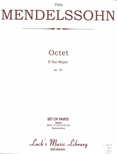 Octet In E Flat Major, Op. 20 : For 4 Violins, 2 Violas, 2 Violoncellos.