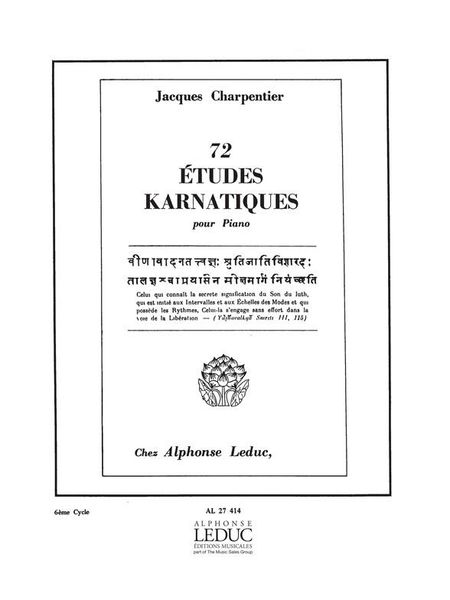 72 Etudes Karnatiques (Nos. 31-36), 6th Cycle : For Piano.