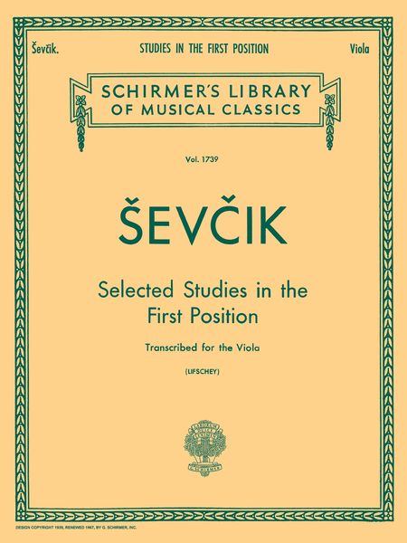 Selected Studies In The First Position : For Viola / edited by Samuel Lifschey.