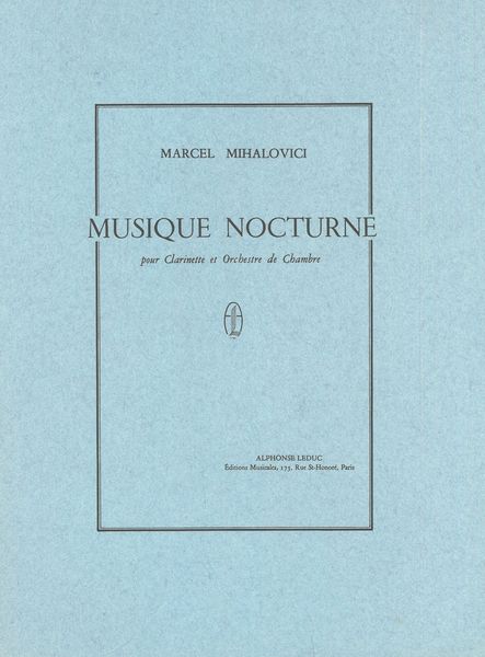 Musique Nocturne : Pour Clarinette Et Orchestre Chambre, Op. 87 - Piano reduction.
