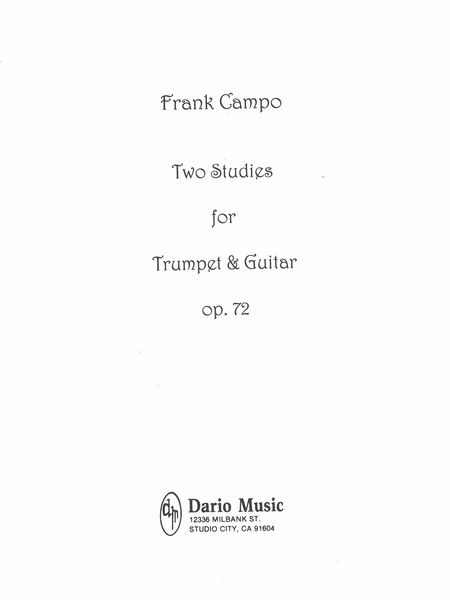 Two Studies, Op. 72 : For Trumpet and Guitar (1985).
