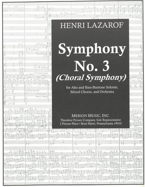 Symphony No. 3 (Choral Symphony) : For Alto & Bass-Baritone Soloists, Satb & Orch.