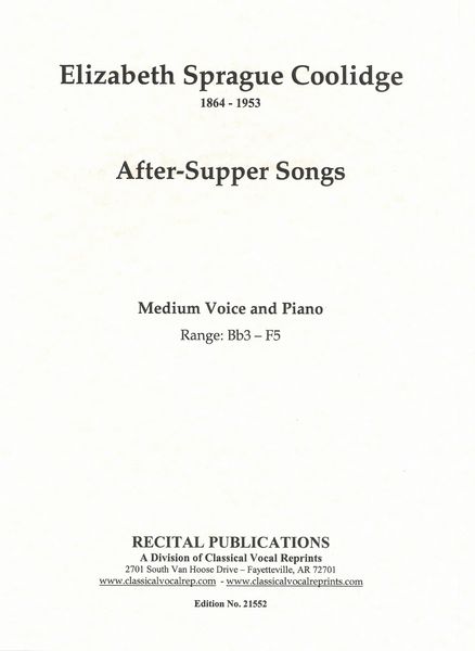 After-Supper Songs : For Voice and Piano.