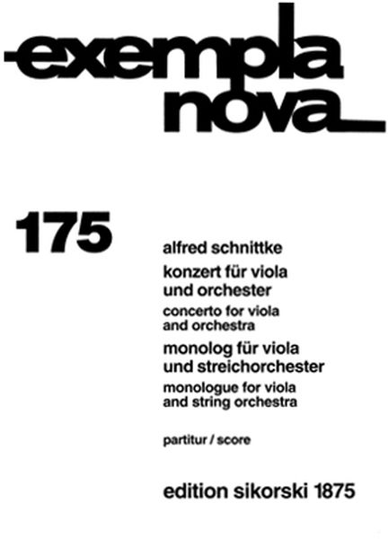 Concerto : For Viola & Orchestra (1985); Monologue For Viola & String Orchestra (1989).