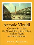 Concerto In G-Dur, RV 101 : Für Altblockflöte, Oboe (Flöte), Violine, Fagott und Basso Continuo.