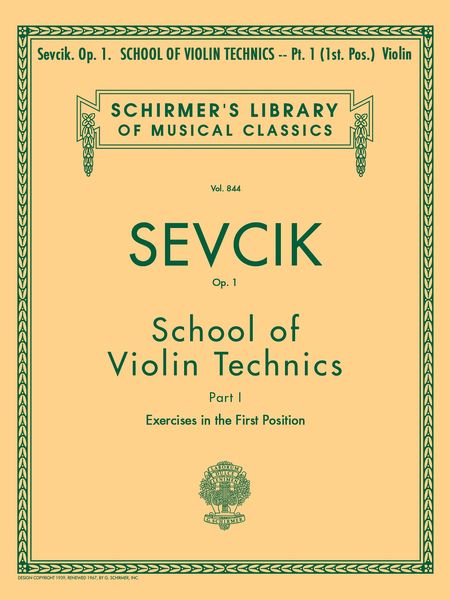 School Of Violin Technics, Op. 1 : Vol. 1.