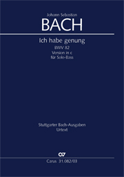 Ich Habe Genung, BWV 82 : Version In C Moll Für Solo-Bass / Vocal Score by Paul Horn.