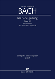Ich Habe Genung, BWV 82 : Version In C Moll Für Solo-Mezzosopran / Vocal Score by Paul Horn.